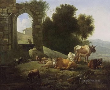 Animal Painting - pastor vaca italianizante paisaje willem romeijn